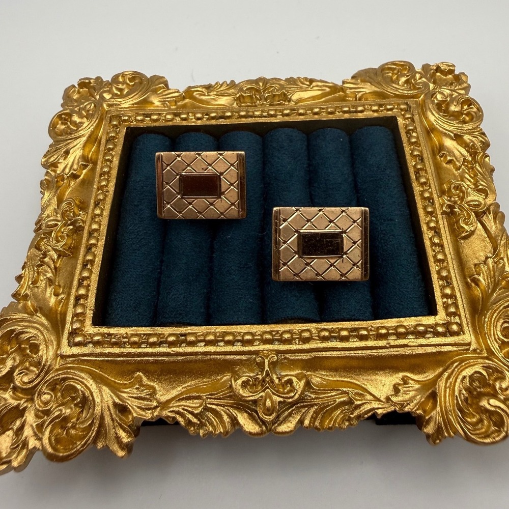 Swank Cufflinks OS Vintage 12K Gold Filled Quilted Textured Mid Century Modern
